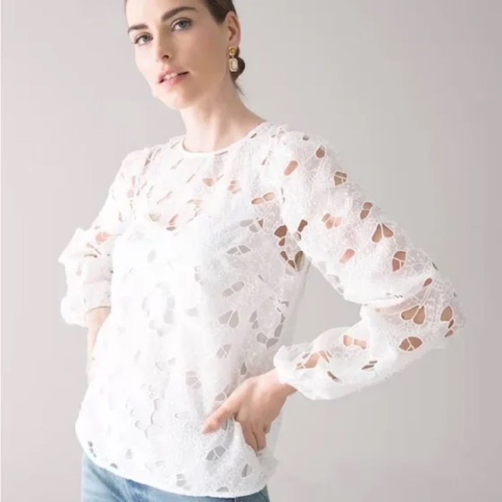 NWT White House black market embroidered butterfly top